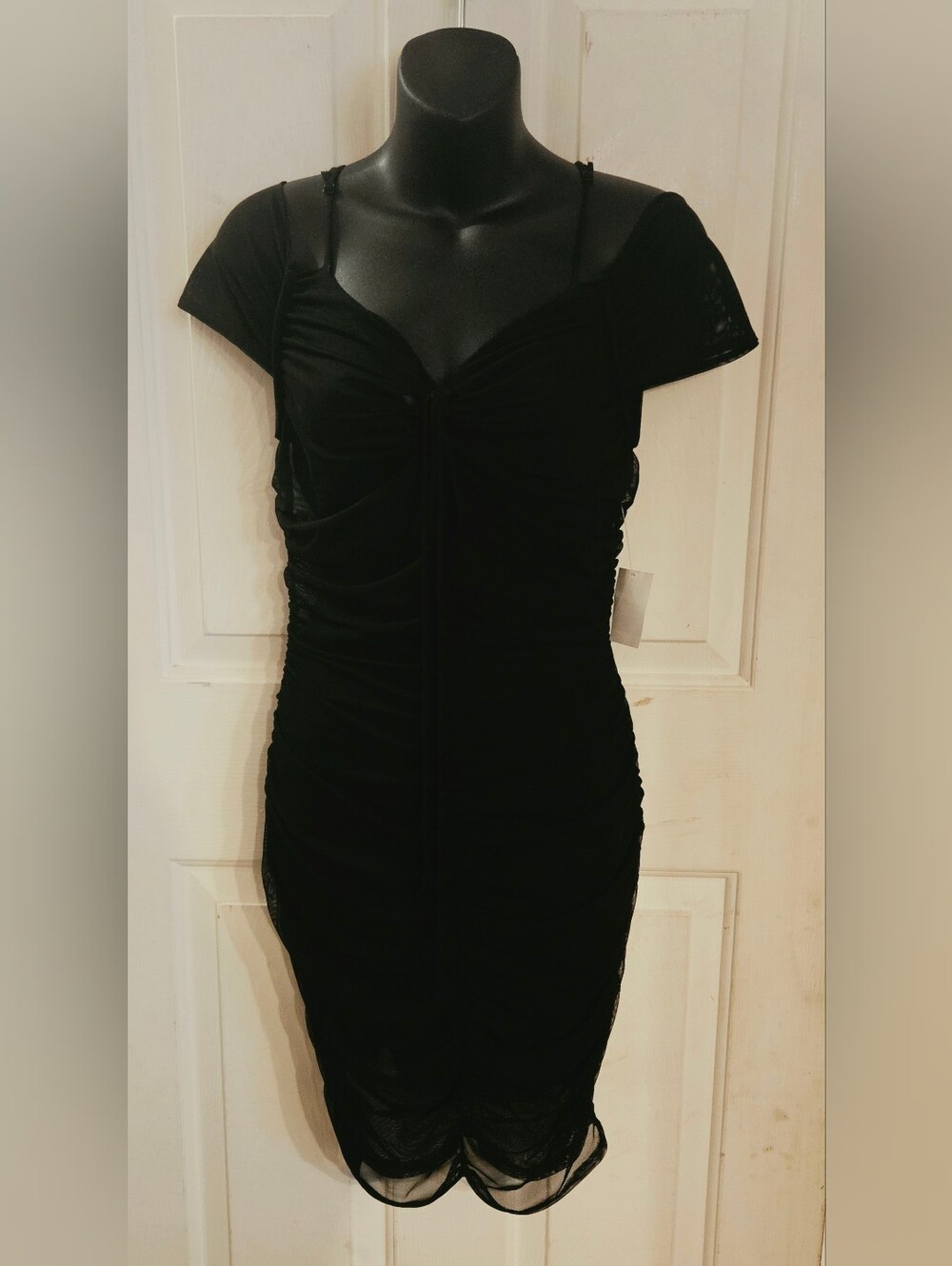 Charlotte Russe Black Ruched Midi Bodycon Dress